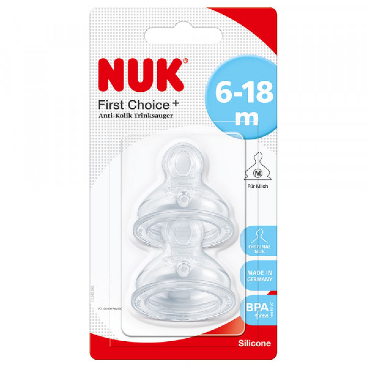 Nuk | First Choice+ Θηλή Σιλικόνης 6-18m Medium | 2τμχ 